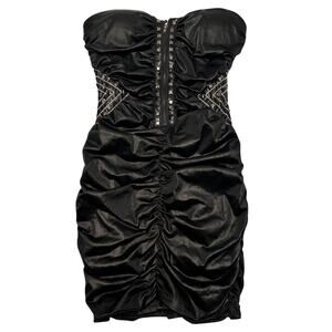 Leather Grunge Corset Sequin Cinched In Vintage Dress Size S Super Flattering